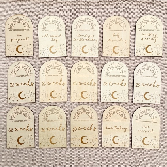 Pregnancy Milestone Plaques | Set 15 Boho Style - Picture 3 of 5